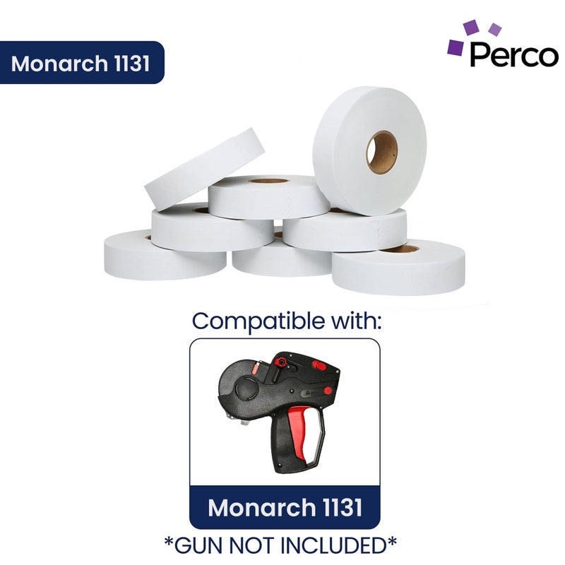 Perco White Pricing Labels for Monarch 1131 Price Gun - 1 Sleeve, 8 Rolls, 20,000 Price Marking Labels - with Ink Roll Included - Image 2